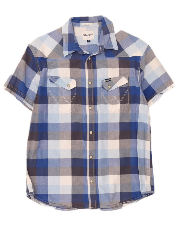 Wrangler Camisa Regular Fit De Manga Corta Para Hombre De Algodón A Cuadros Azul Medio