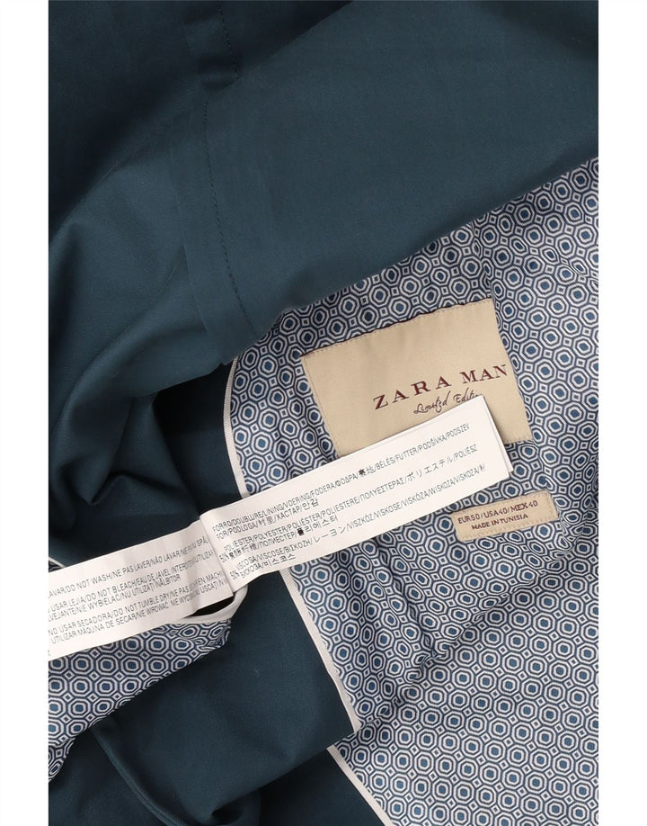 Zara Chaqueta tipo blazer de 2 botones para hombre EU 50 Poliéster azul medio