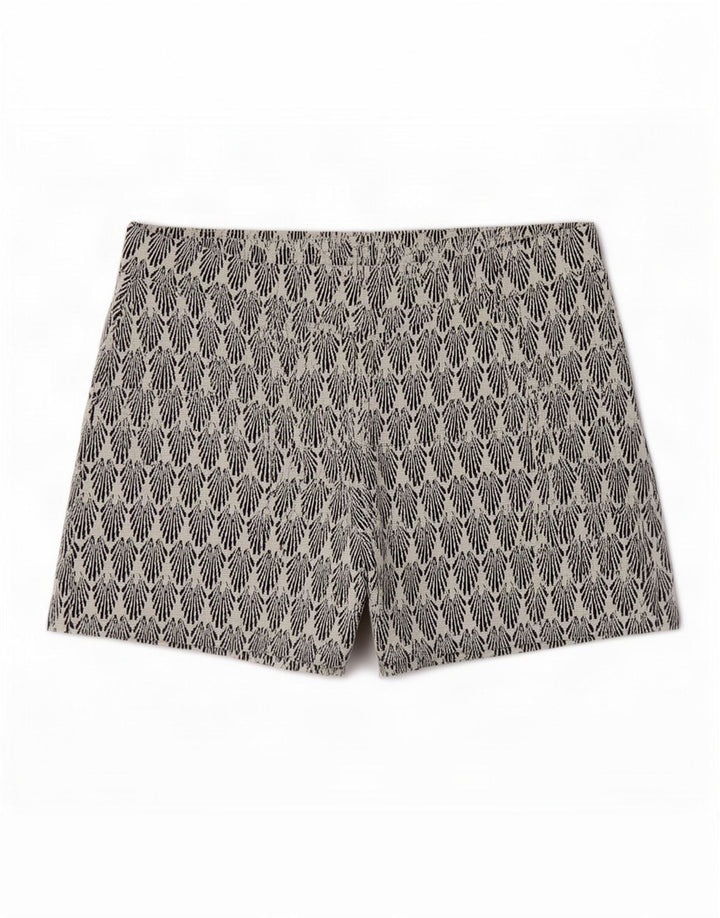 Zara Mujer Pantalones Cortos Con Estampado Abstracto Grande W30 Poliéster Blanco