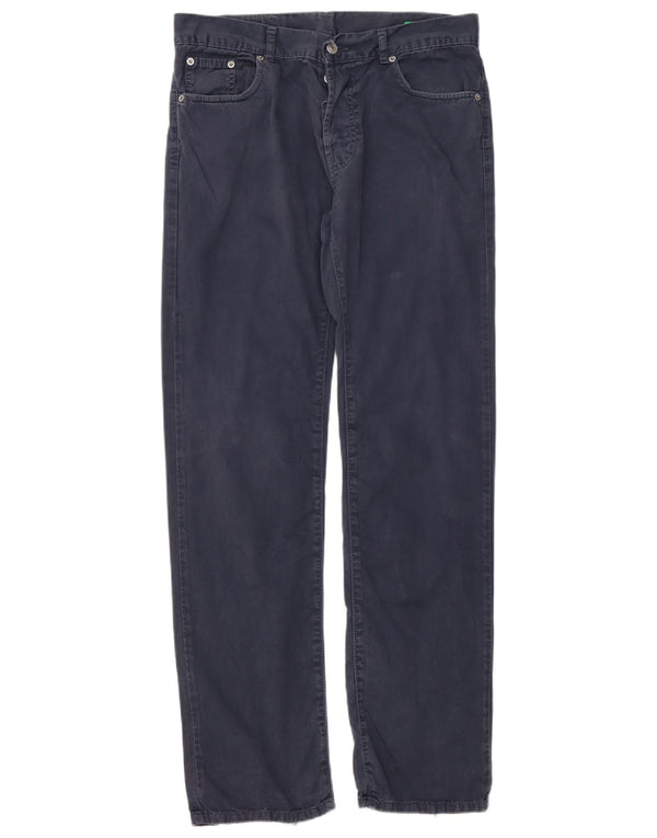 Benetton Pantalón Casual Recto Hombre W34 L32 Azul Marino
