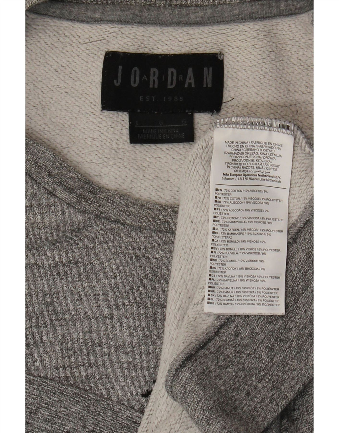 JORDAN Sudadera con gráfico para hombre Jumper Large Gris Algodón