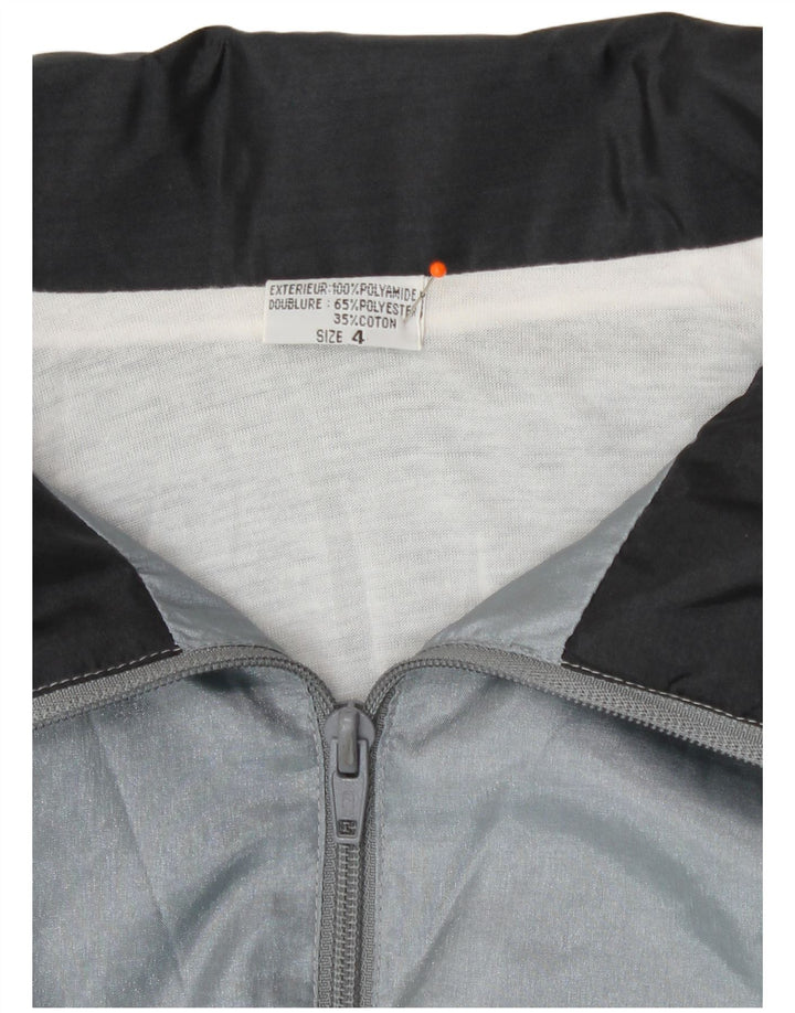 Vintage Hombre Chándal Top Chaqueta XL Gris Poliamida Geométrica