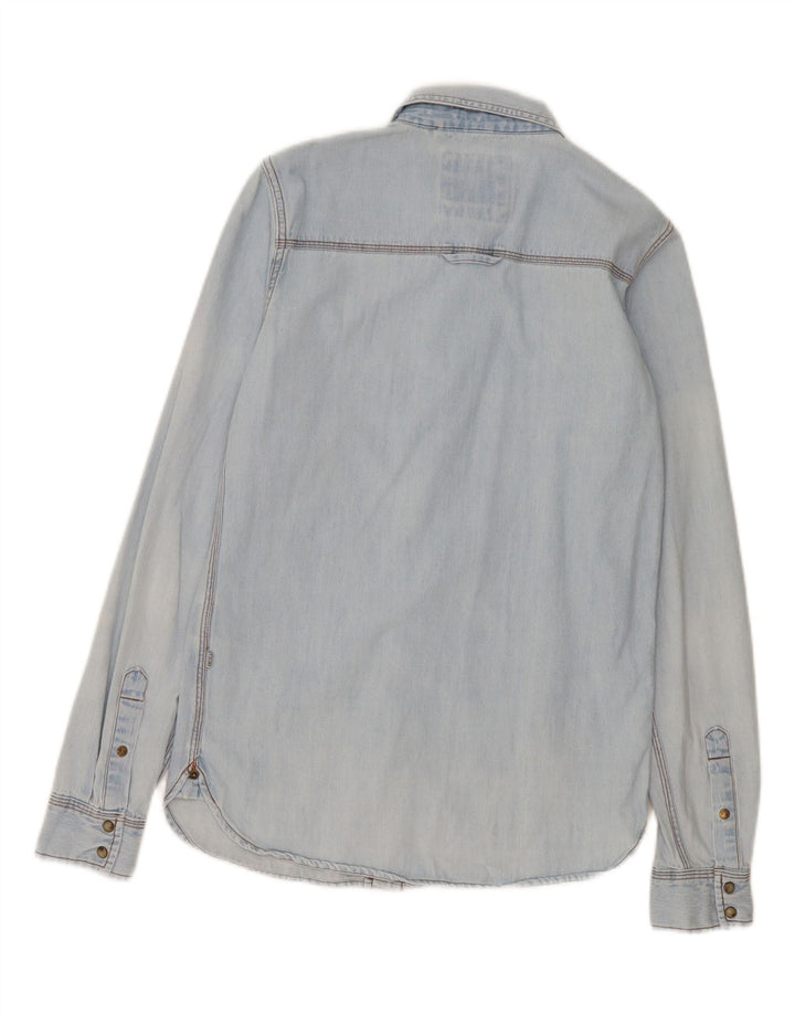 VINTAGE Mens Denim Shirt Small Blue Cotton Vintage Vintage and Second-Hand Vintage from Messina Hembry 