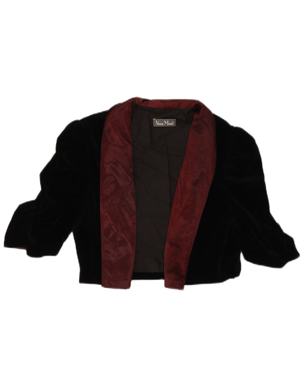 VERA MONT Chaqueta Bolero Abierta para Mujer UK 40 Grande Algodón Negro