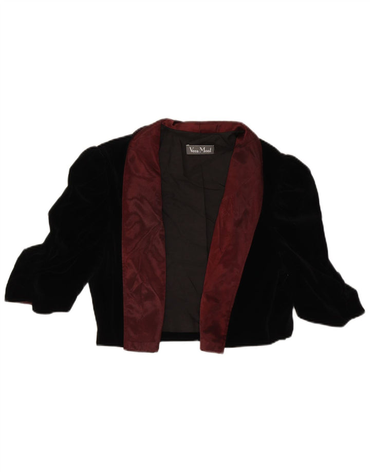 VERA MONT Chaqueta Bolero Abierta para Mujer UK 40 Grande Algodón Negro