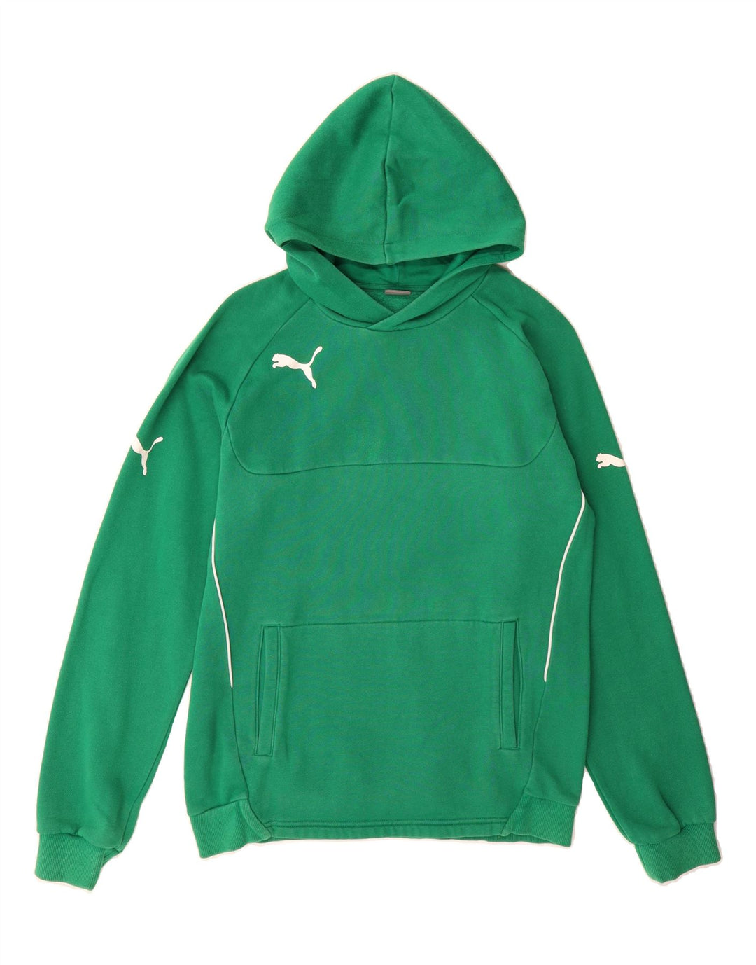 PUMA Boys Hoodie Jumper 13-14 Years Green Vintage Puma and Second-Hand Puma from Messina Hembry 