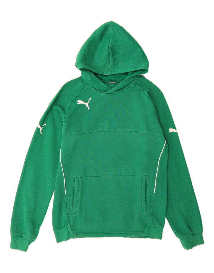 PUMA Boys Hoodie Jumper 13-14 Years Green Vintage Puma and Second-Hand Puma from Messina Hembry 