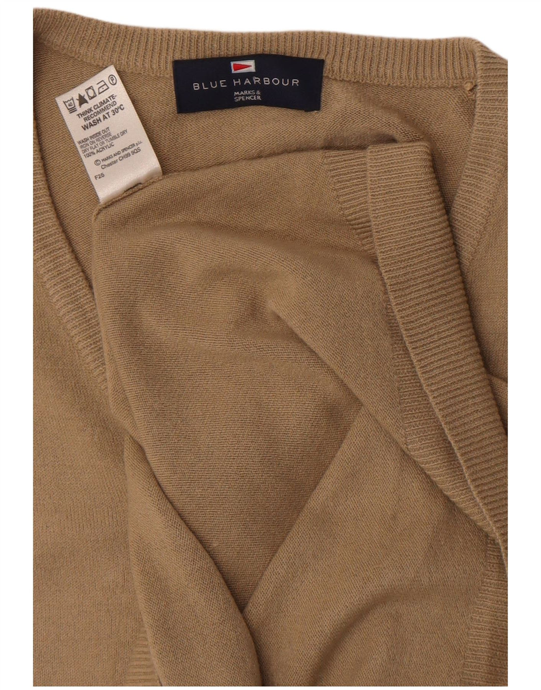 Marks & Spencer Camiseta sin mangas para hombre Blue Harbor Vest XL Acrílico beige