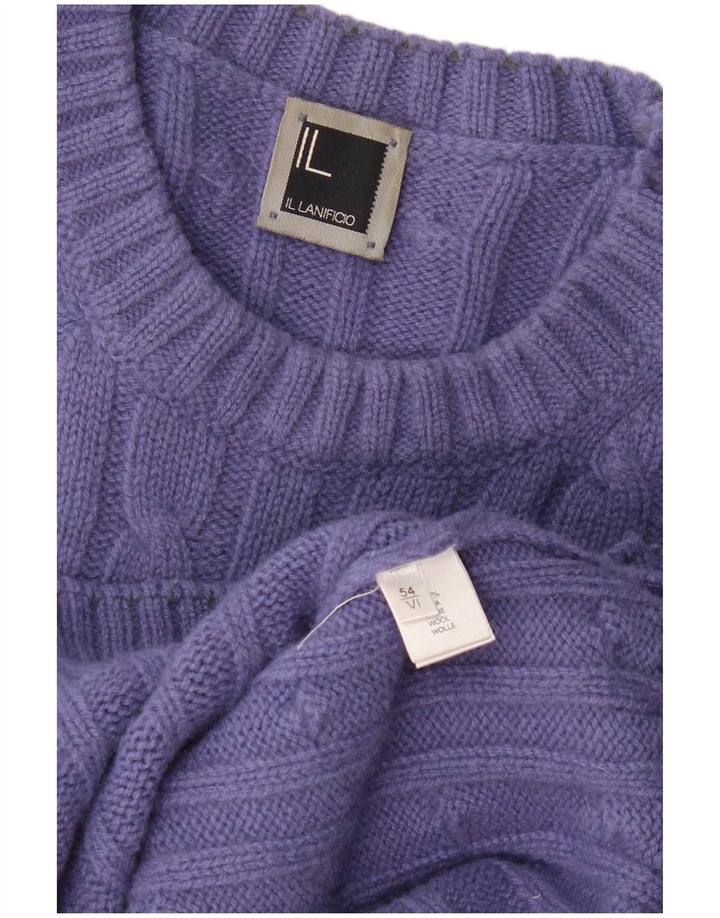 IL Lanificio Jersey de cuello redondo para hombre IT 54 XL Lana morada