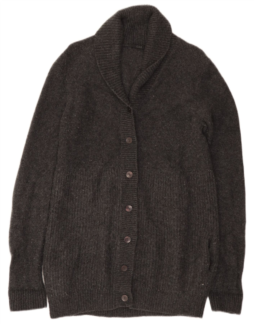 Cos - Cárdigan largo para mujer, talla 10, lana gris pequeña
