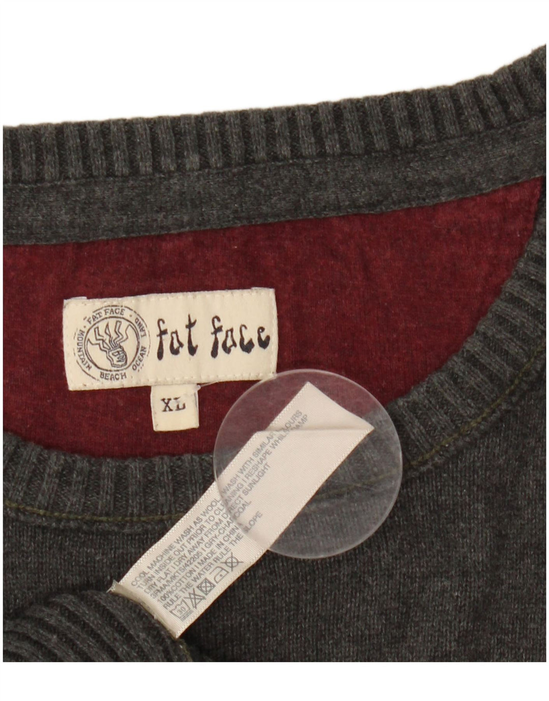 FAT FACE Jersey de cuello redondo para hombre XL Gris Algodón