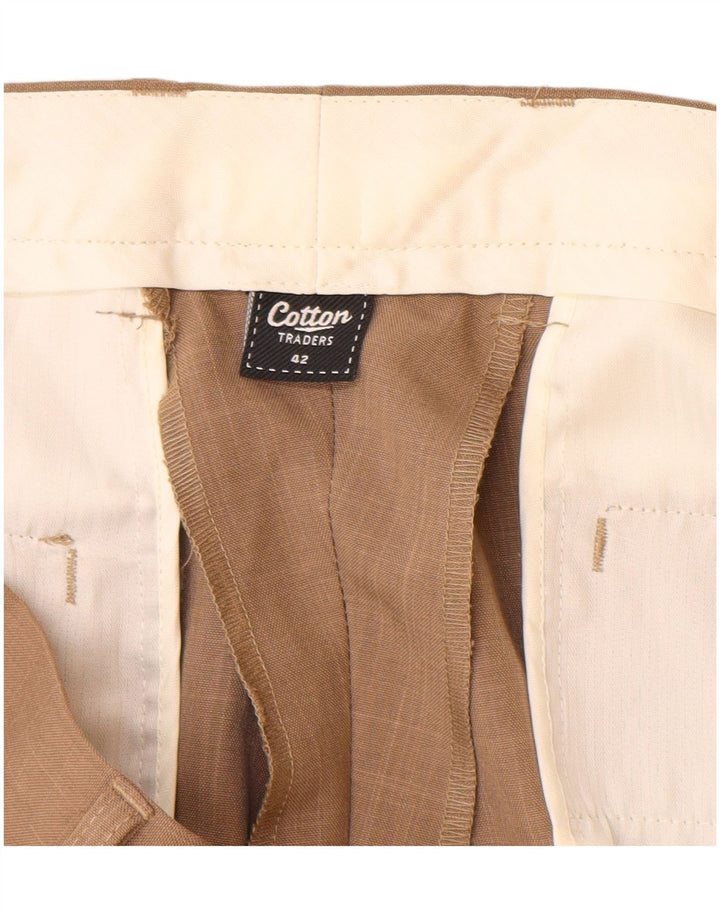 COTTON TRADERS Pantalón de traje recto para hombre W42 L31 Poliéster beige