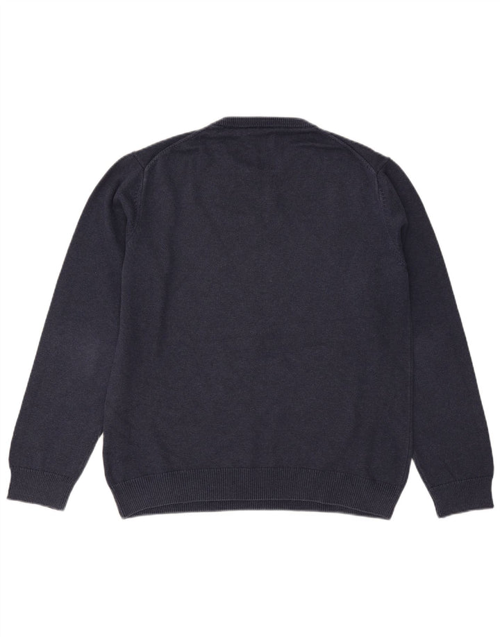 Gant Jersey de cuello redondo para hombre, talla grande, algodón azul marino
