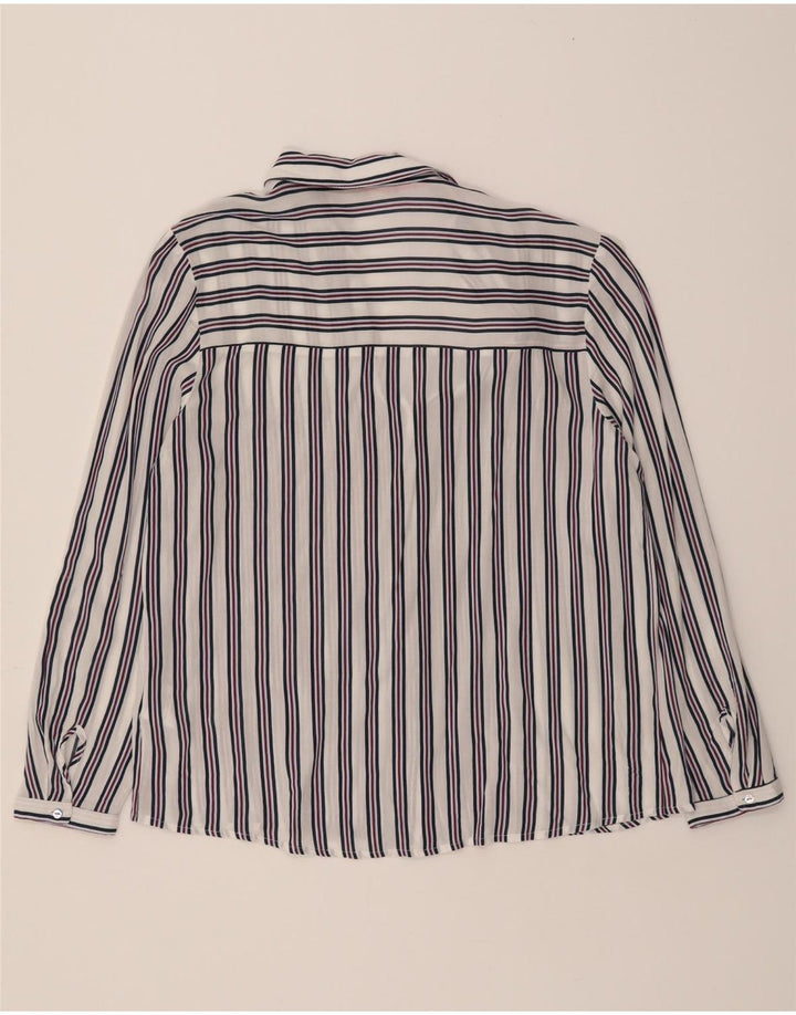 ESPRIT Womens Shirt UK 12 Medium  White Striped Viscose Vintage Esprit and Second-Hand Esprit from Messina Hembry 
