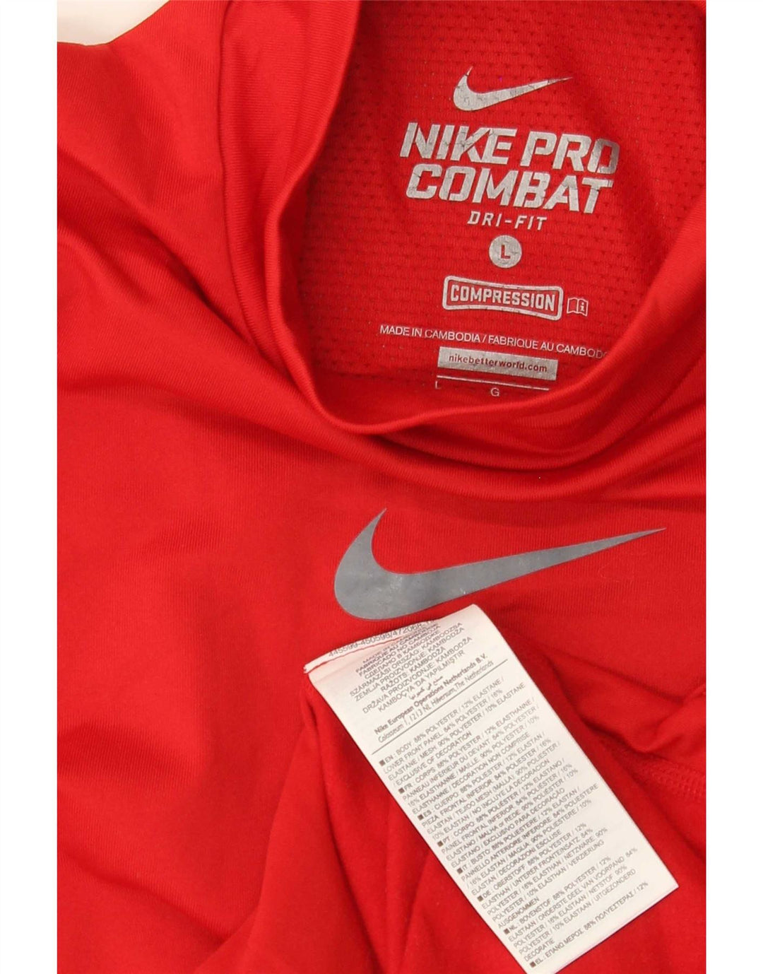 Nike Mens Dri Fit Top manga larga poliéster rojo grande