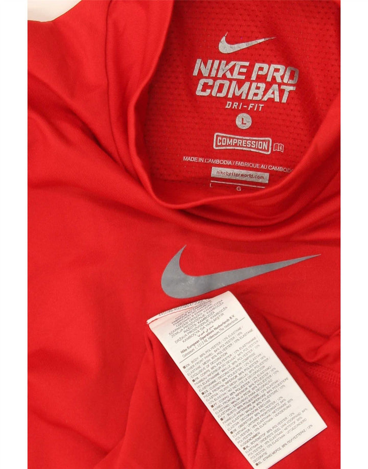 Nike Mens Dri Fit Top manga larga poliéster rojo grande