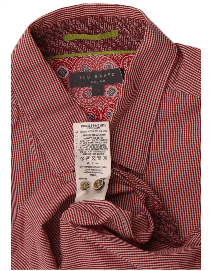 Ted Baker Camisa para hombre Talla 3 Mediana Algodón a cuadros rojo
