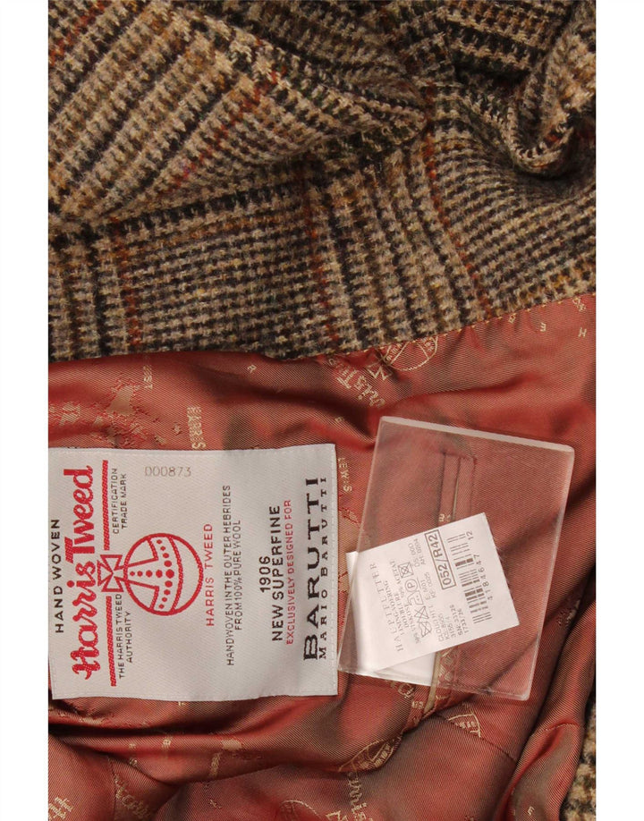 Harris Tweed Chaqueta tipo blazer de 2 botones para hombre IT 52 XL Lana a cuadros marrón