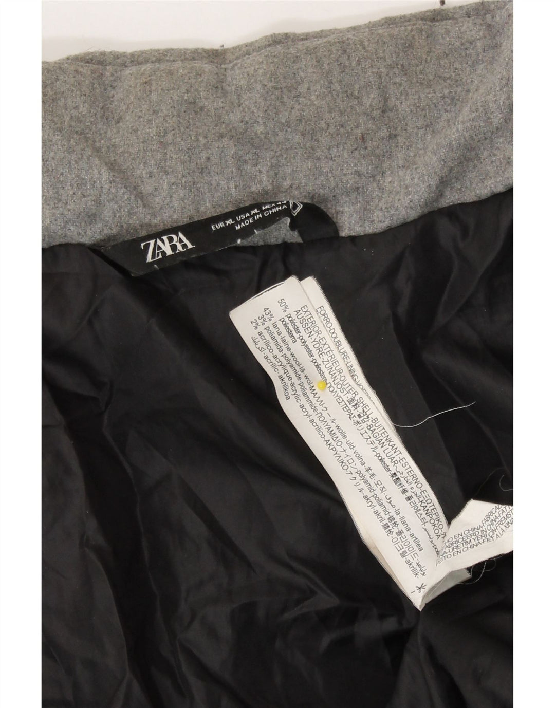 Zara Hombre Chaqueta Acolchada ES 42 XL Gris Poliéster