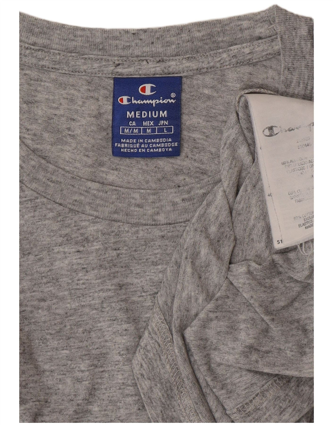 CHAMPION Camiseta gráfica para hombre Top de algodón moteado gris medio