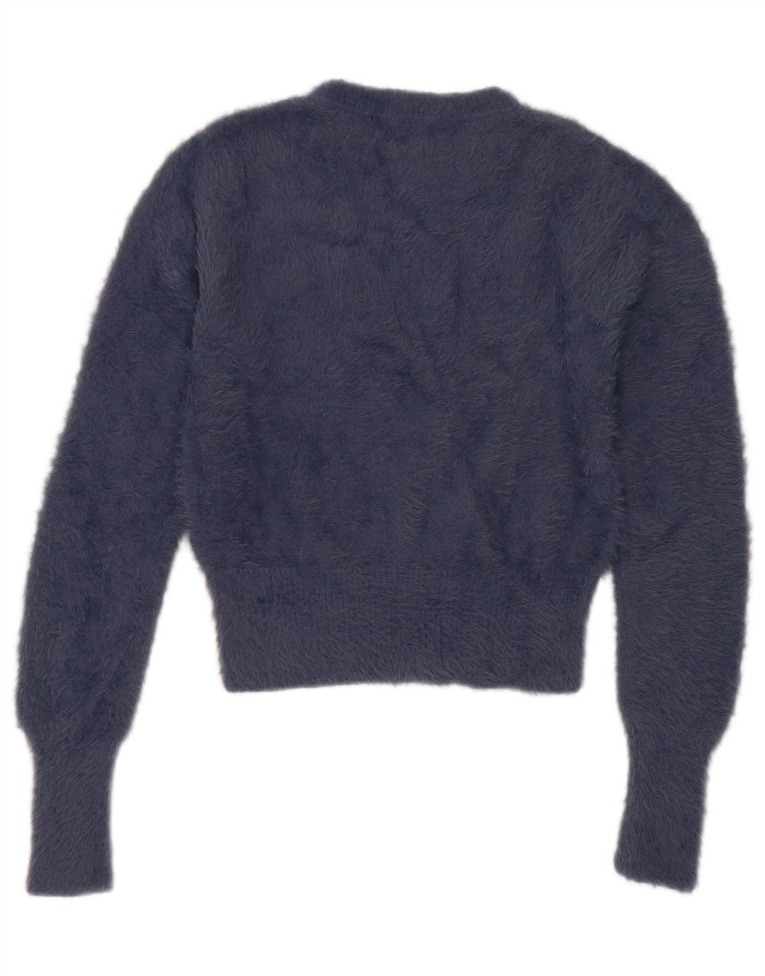 Zara - Jersey corto con cuello redondo para mujer, talla 40, nailon azul marino mediano