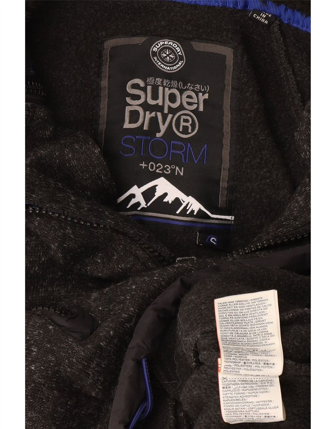 Superdry Sudadera con capucha y cremallera para hombre, poliéster moteado gris pequeño