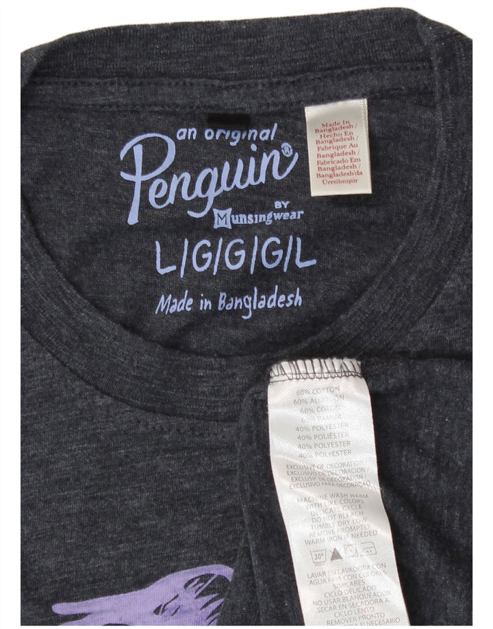 Penguin - Camiseta gráfica para hombre, talla grande, algodón gris