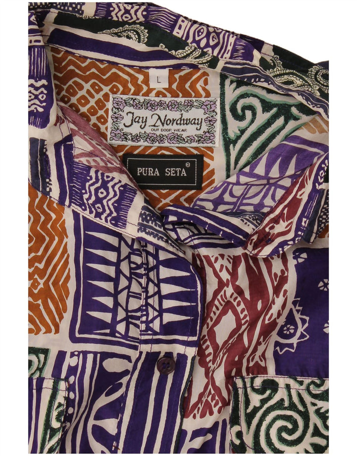 Vintage mujer camisa blusa Reino Unido 16 gran patchwork multicolor