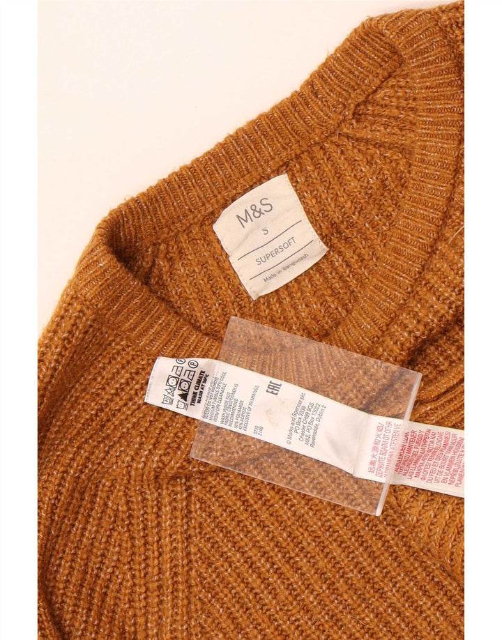 Marks & Spencer Jersey con cuello barco para hombre, talla pequeña, color marrón, poliamida