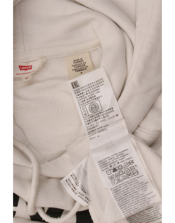 LEVI'S Jersey con capucha gráfico para mujer Reino Unido 14 Algodón blanco mediano