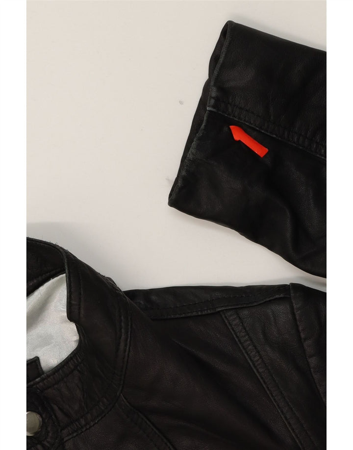 PRATO Womens Crop Leather Jacket EU 40 Medium Black Leather Vintage Prato and Second-Hand Prato from Messina Hembry 