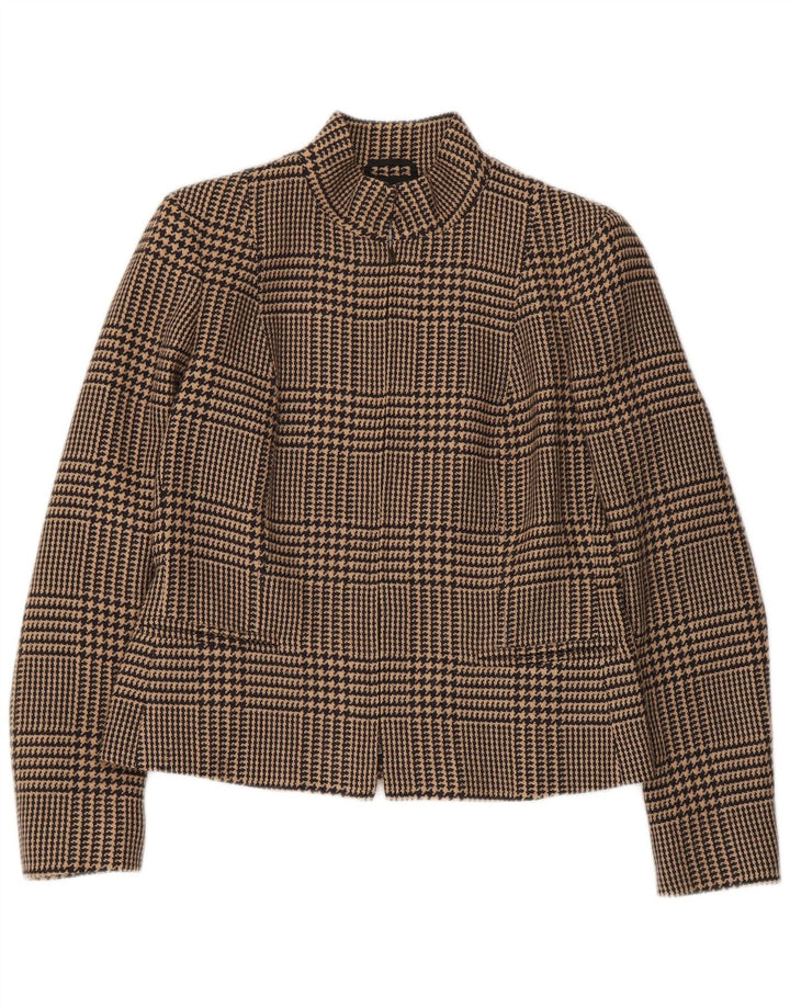Intrend Chaqueta tipo blazer con cremallera completa para mujer UK 40 Marrón medio Pata de gallo