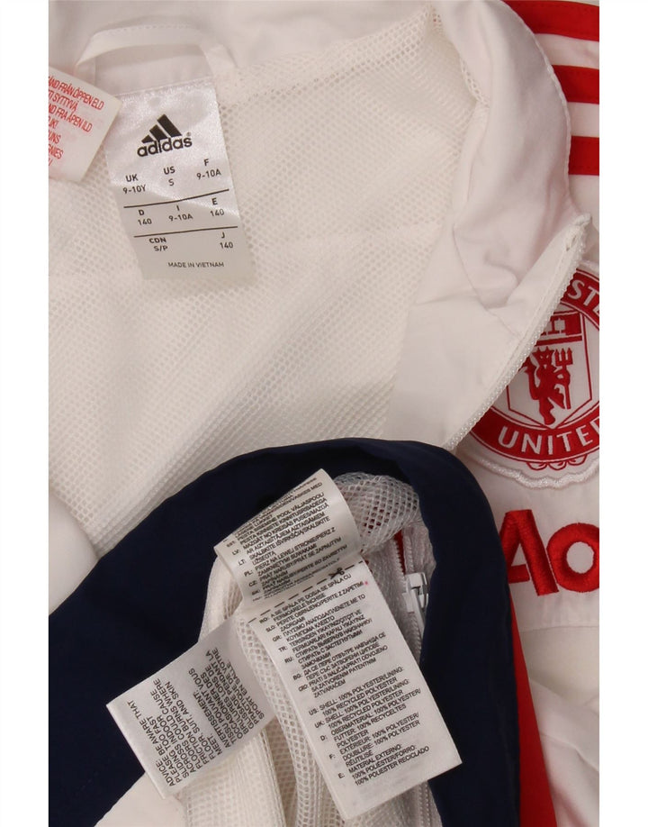 ADIDAS Chicos Manchester United Chándal Top Chaqueta 9-10 Años Blanco