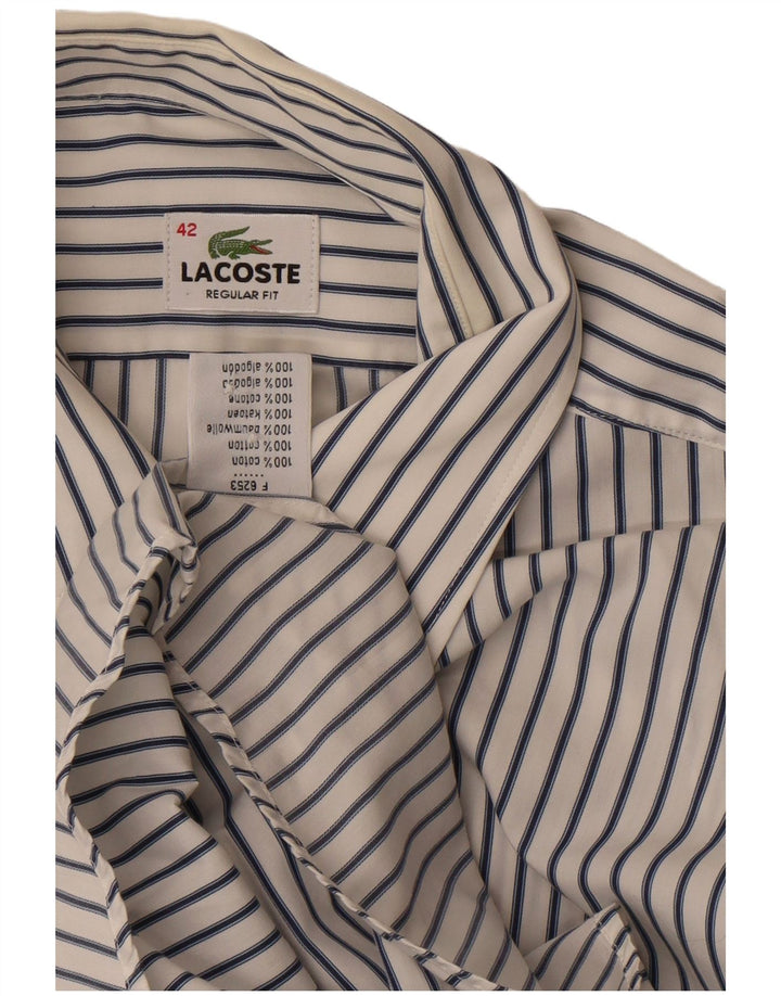 Camisa Lacoste Hombre Manga Corta Regular Fit Talla 42 Grande Raya Blanca