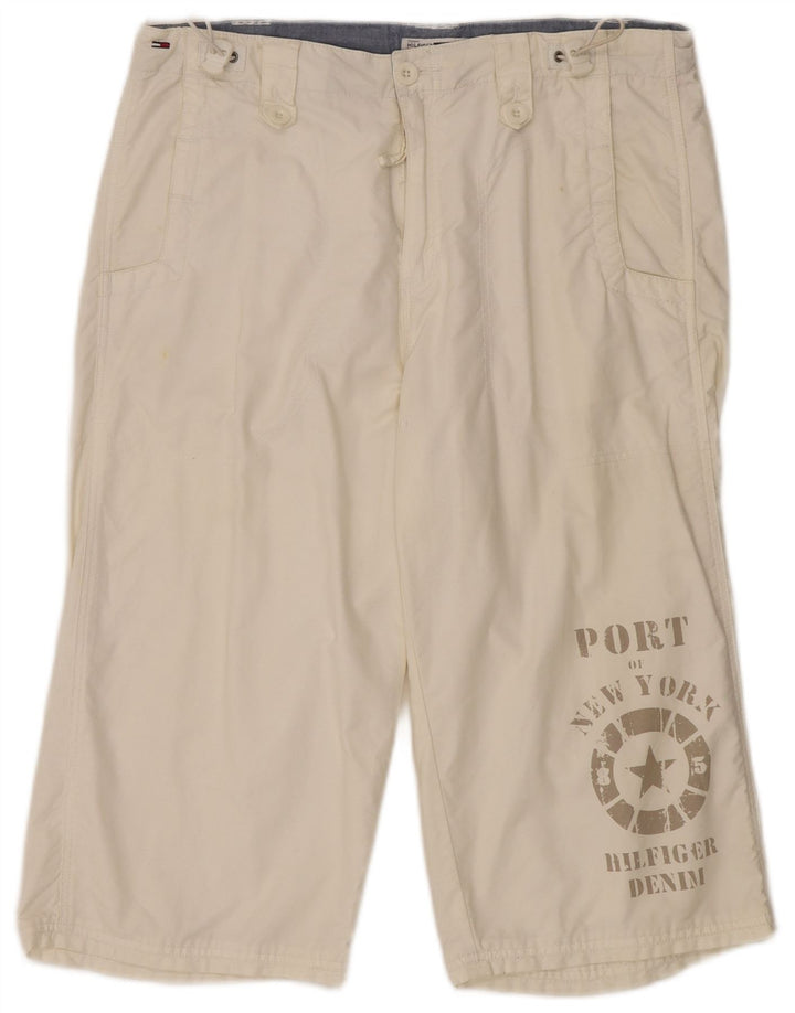 TOMMY HILFIGER Bermudas estampadas para hombre Medianas W32 Algodón blanco