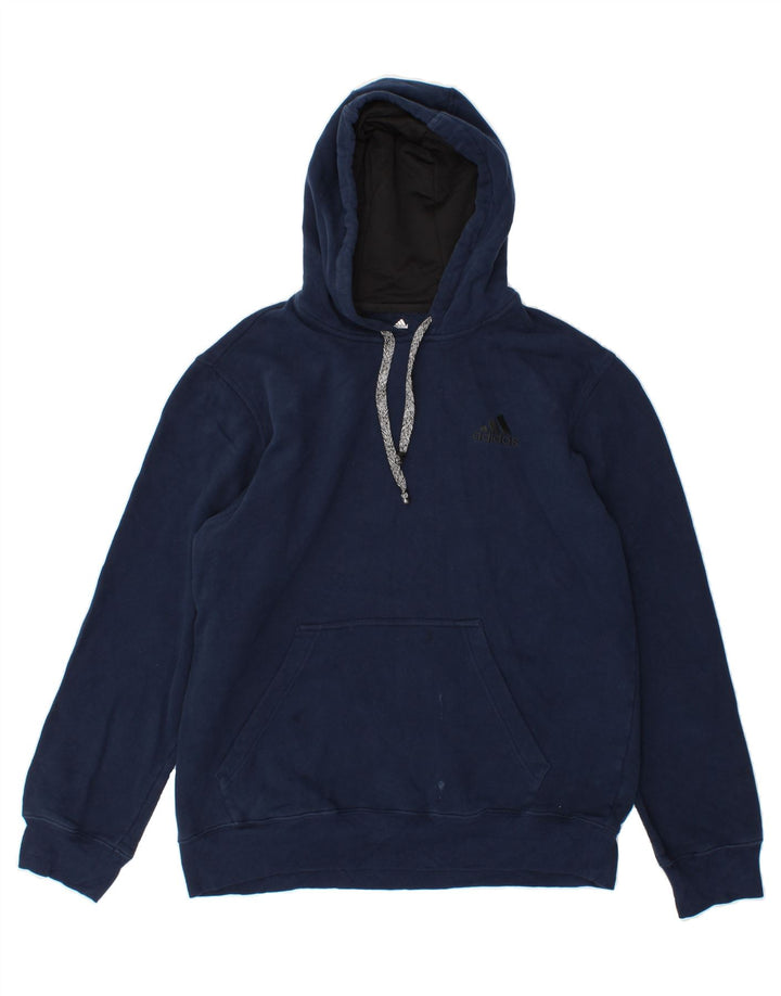 ADIDAS Mens Hoodie Jumper Medium Navy Blue Cotton Vintage Adidas and Second-Hand Adidas from Messina Hembry 