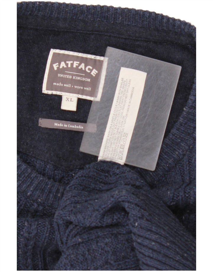 FAT FACE Jersey con Cuello Barco para Hombre XL Algodón Moteado Azul Marino