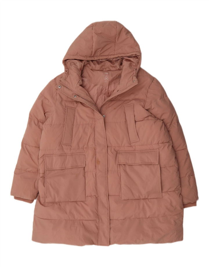 Marks & Spencer Abrigo acolchado con capucha para mujer UK 24 4XL Poliéster rosa