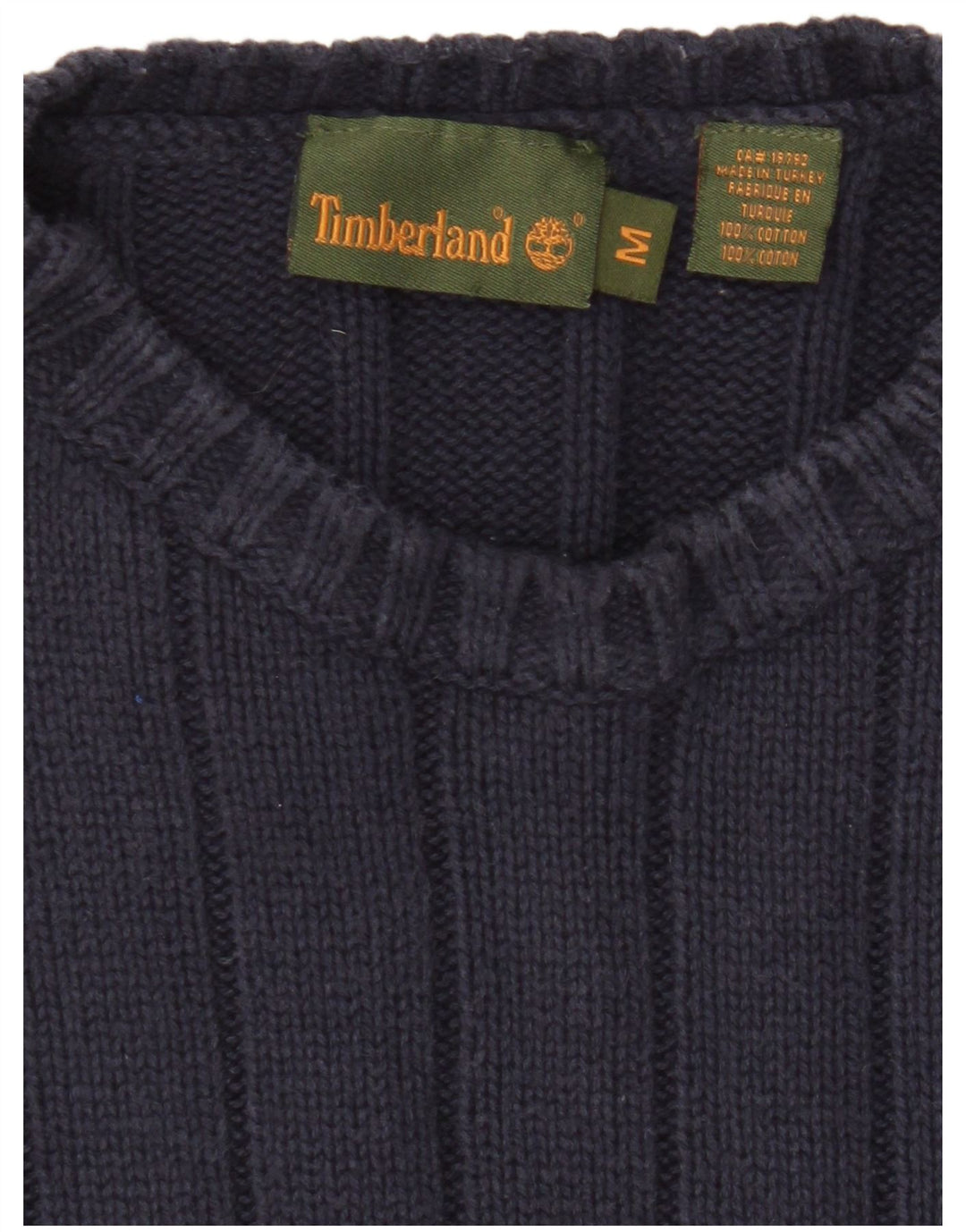 Timberland Jersey con cuello redondo para hombre, jersey de algodón azul marino mediano