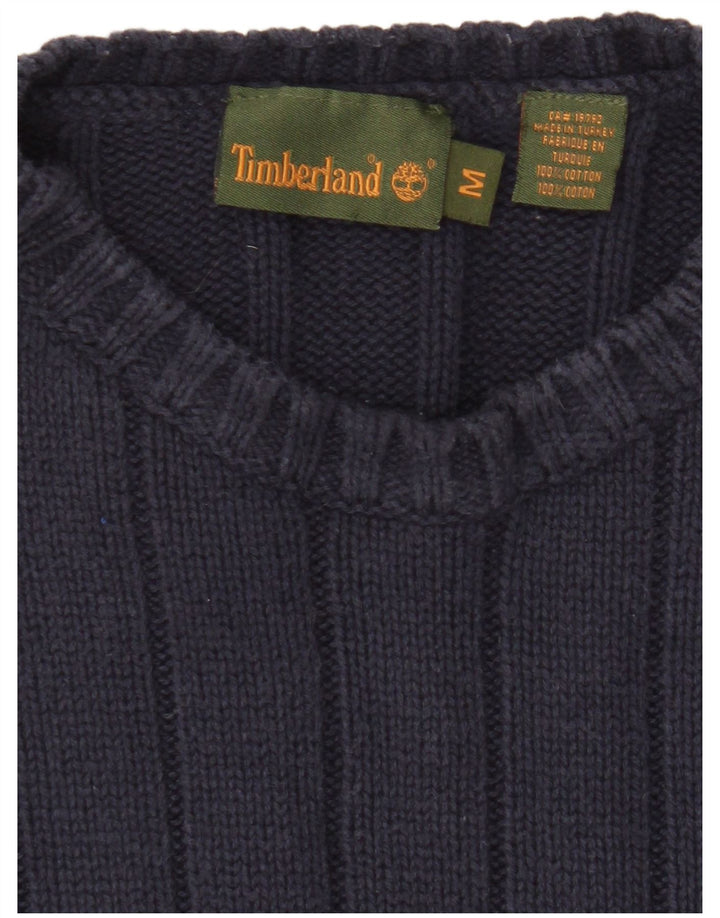 Timberland Jersey con cuello redondo para hombre, jersey de algodón azul marino mediano