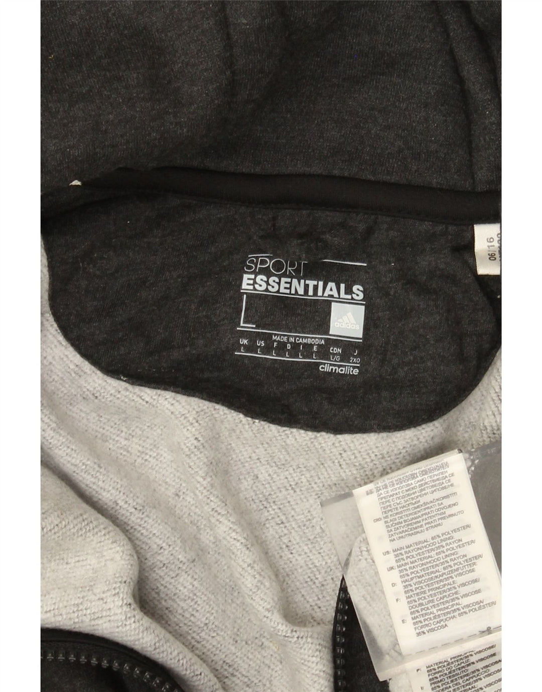 Adidas - Sudadera con capucha y cremallera para hombre, poliéster gris grande