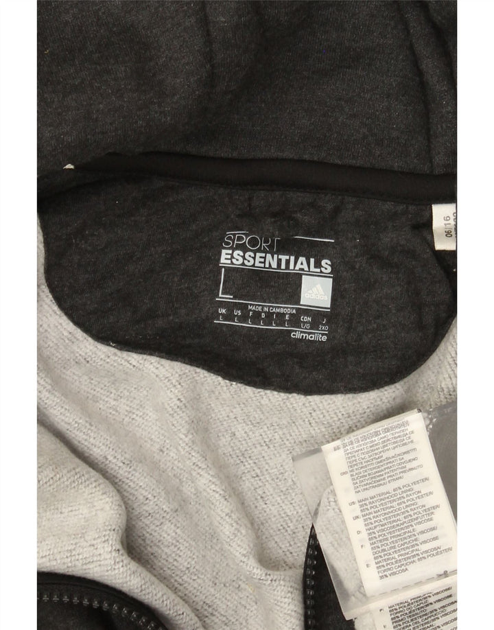 Adidas - Sudadera con capucha y cremallera para hombre, poliéster gris grande