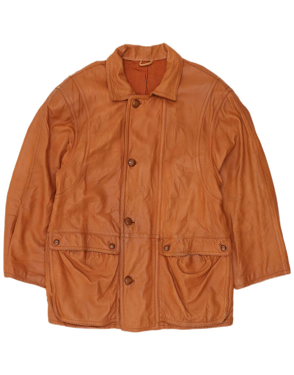 VINTAGE Abrigo de cuero para hombre IT 54 2XL Cuero marrón