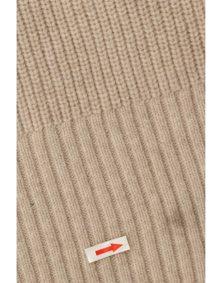 Zara Mujer Oversize Cuello Alto Jersey Jersey UK 10 Small Beige Lana