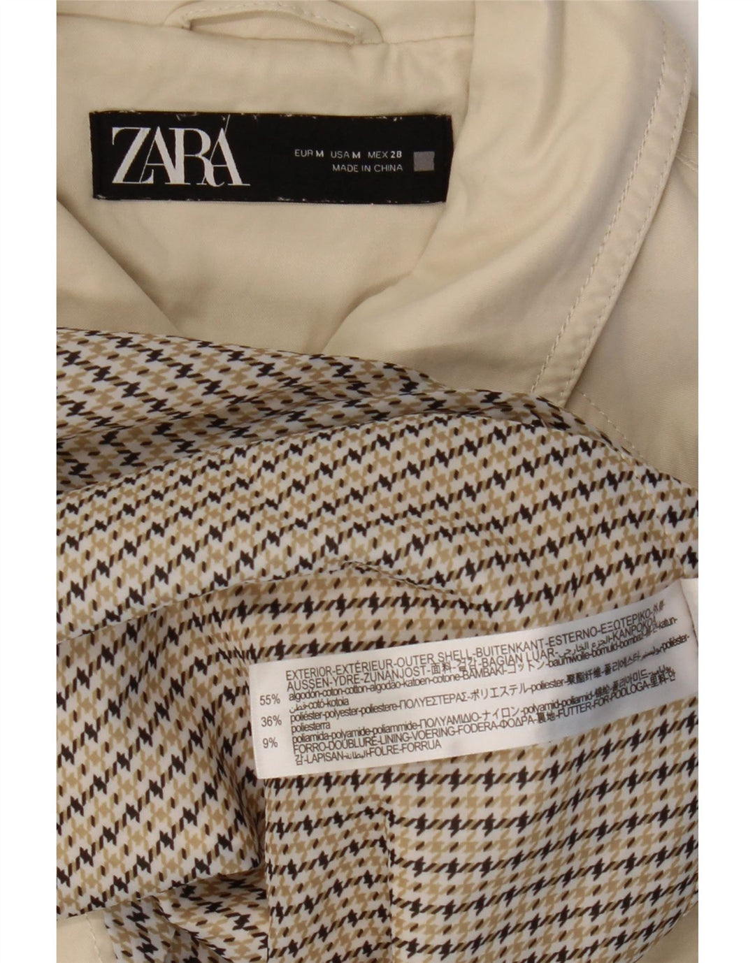 Zara Mujer Gabardina UK 44 Algodón Beige Medio