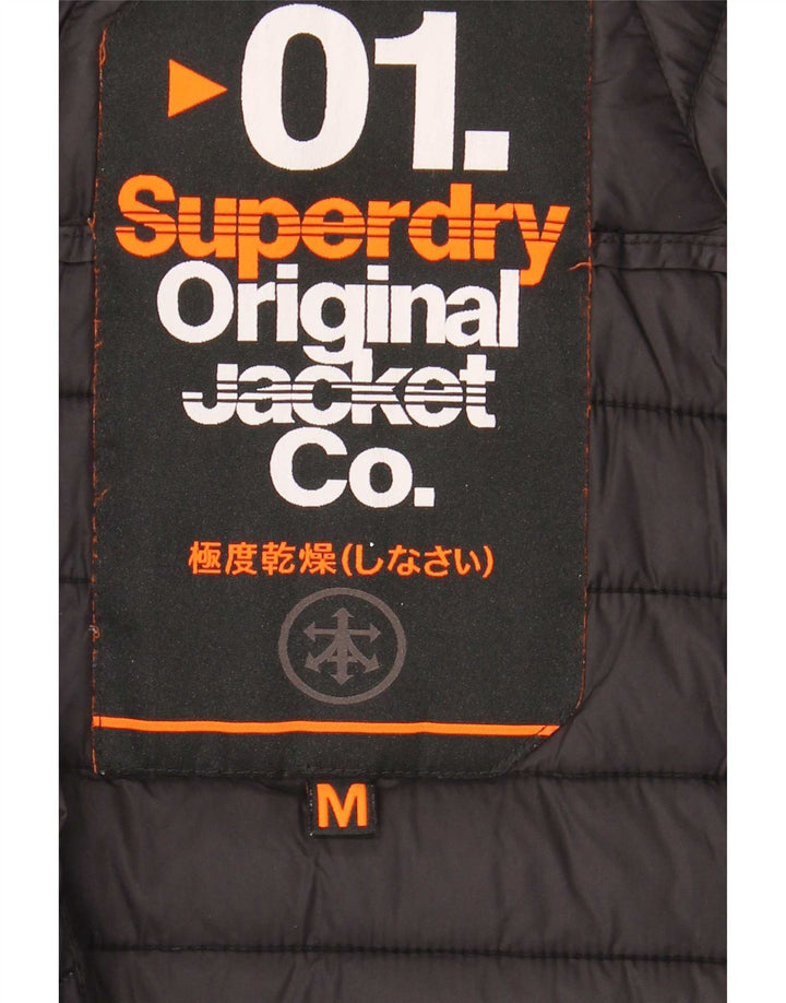 Superdry Hombre Chaqueta Acolchada Con Capucha ES 38 Medium Negro Colorblock