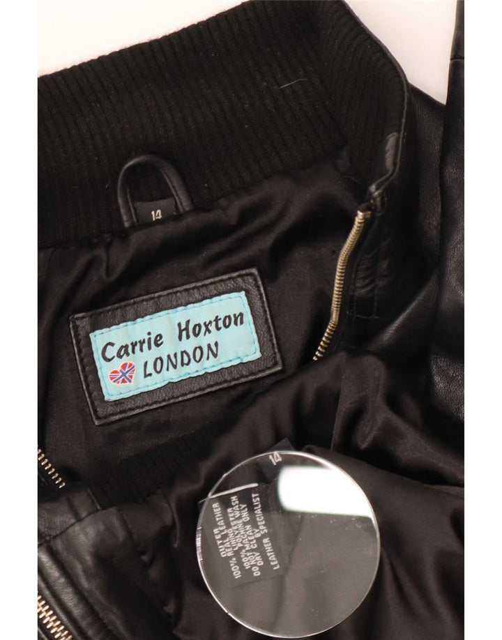 Carrie Hoxton Chaqueta de cuero para mujer UK 44 Mediana Negro