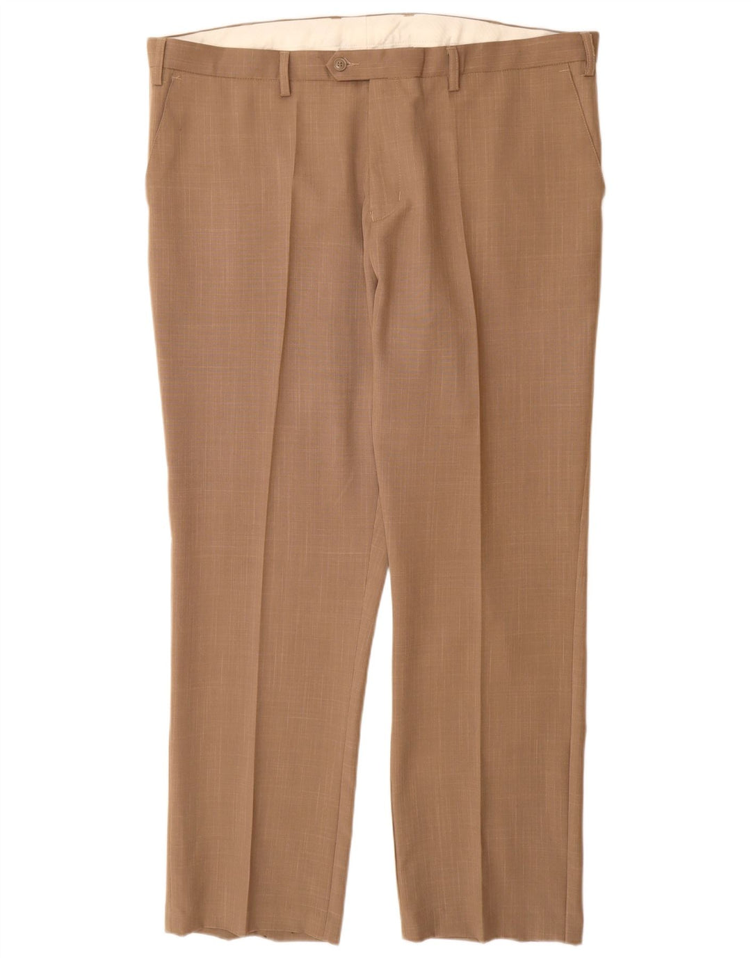 COTTON TRADERS Pantalón de traje recto para hombre W42 L31 Poliéster beige