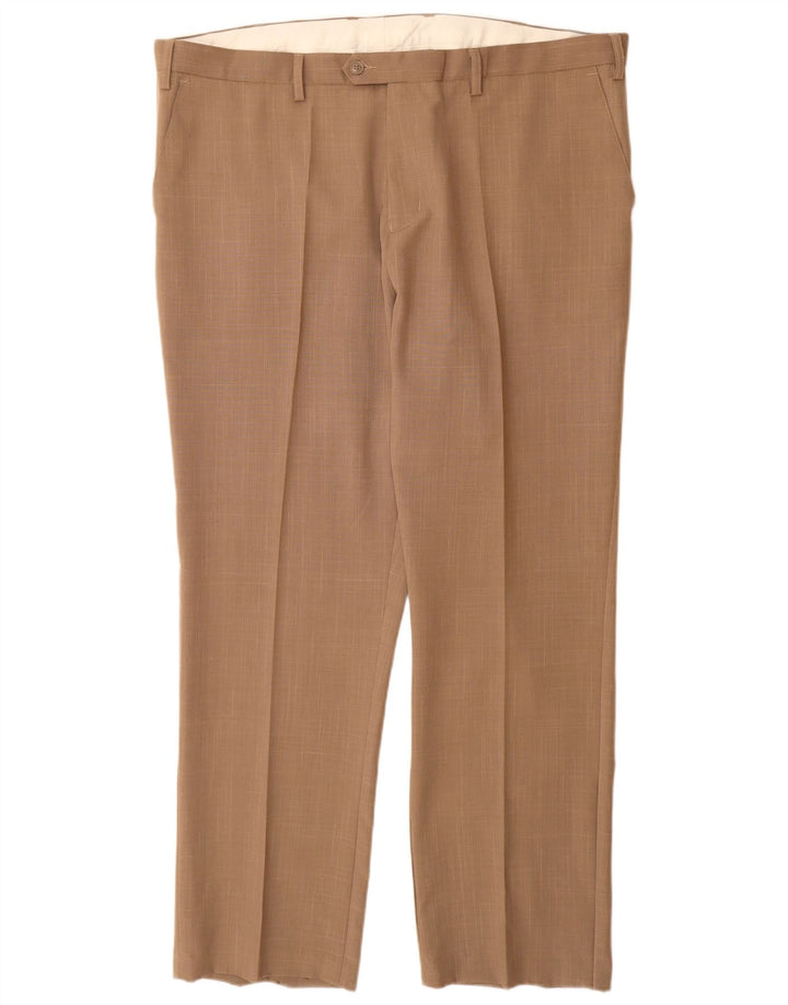 COTTON TRADERS Pantalón de traje recto para hombre W42 L31 Poliéster beige