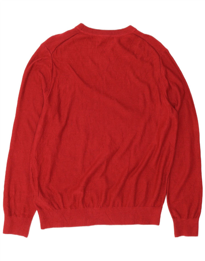 Nautica Jersey de cuello redondo de ajuste regular para hombre de algodón rojo medio